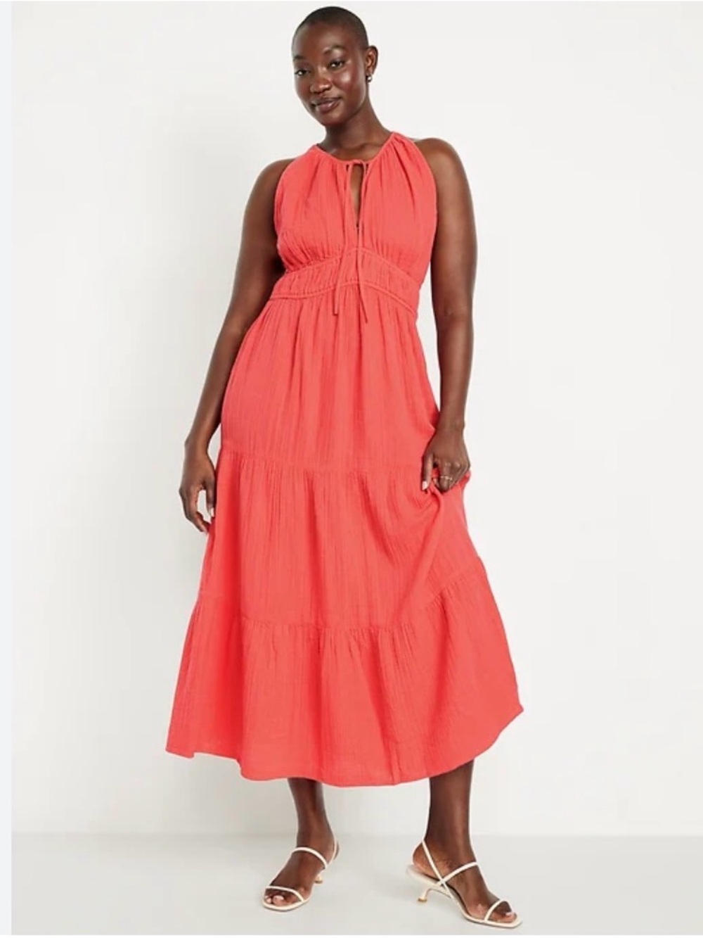 Old Navy Red Sleeveless V-Neck Maxi Dress